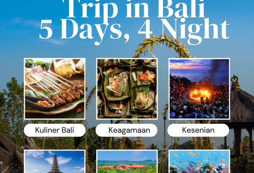 Instagram Post Promo Liburan Wisata Bali Modern Biru Putih